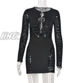 Hnewly Cut Out Sexy Long Sleeve Midi Bodycon Dress Fall Clothes Y2K Holiday Night Party Fairy